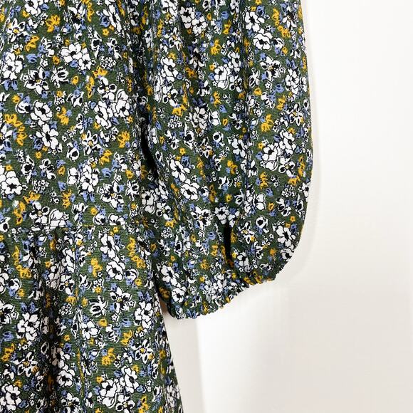 Max Studio Tiered Floral Long Sleeves Dress Sz‎ XS Relaxed Fit Green Multicolor - Picture 10 of 14